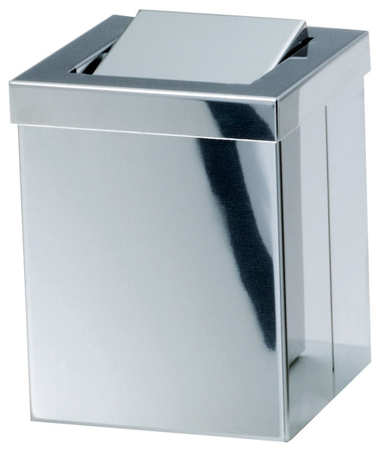 Square Extra Small Countertop Wastebasket With Swing Lid Chrome Square Extra Small Countertop Wastebasket With Swing Lid Chrome Contemporary Wastebaskets By Agm Home