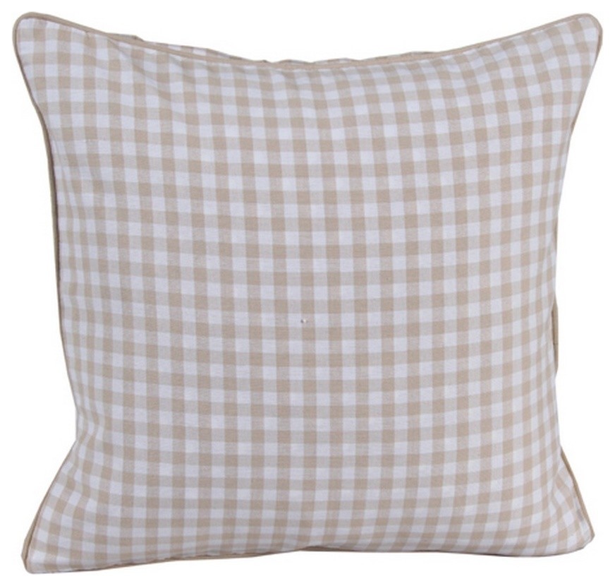 Beige Gingham Check - Filled Cushion