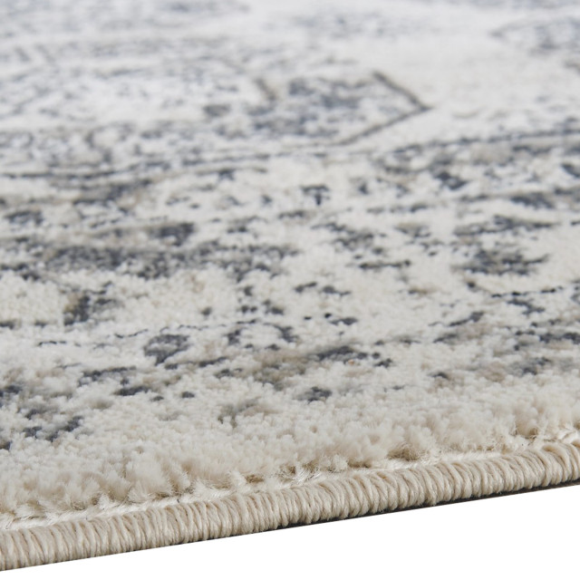 118 X 94 Inches Polypropylene Rug With Diamond Design, Gray ...