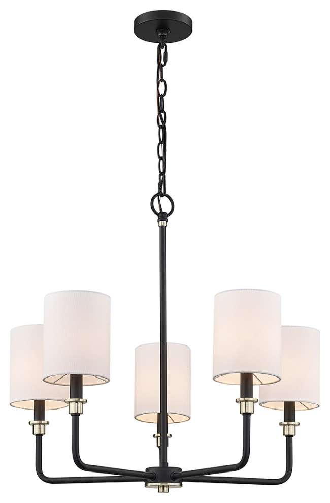 Chelsea 5 Light 24.75" Matte Black Modern Gold Chandelier ...