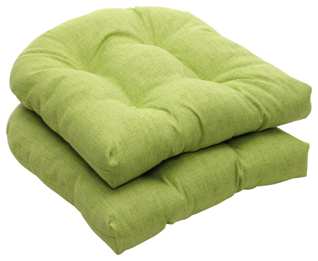 Baja Lime Green Wicker Seat Cushion, Set of 2 Contemporary Outdoor