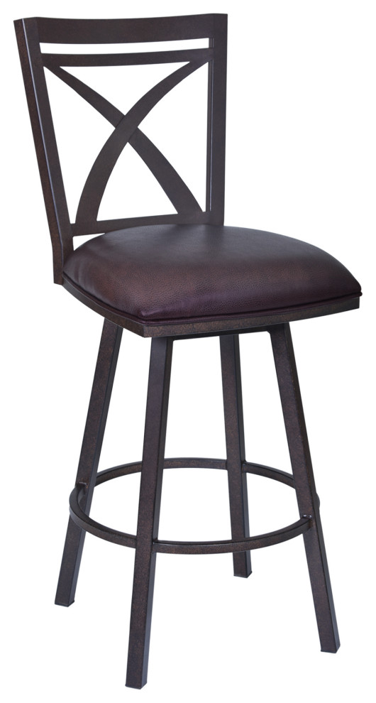Nova 30" Bar Height Swivel Metal Barstool in Auburn Bay finish