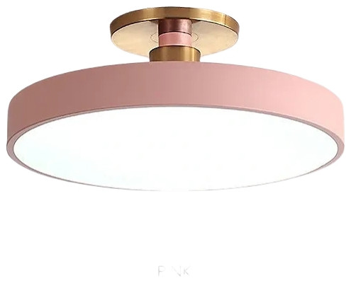 Minimalist Led Ceiling Lamp for Bedroom, Kitchen, Balcony, Corridor, Pink, Dia15.7xh5.1", 3 Colors Switchable