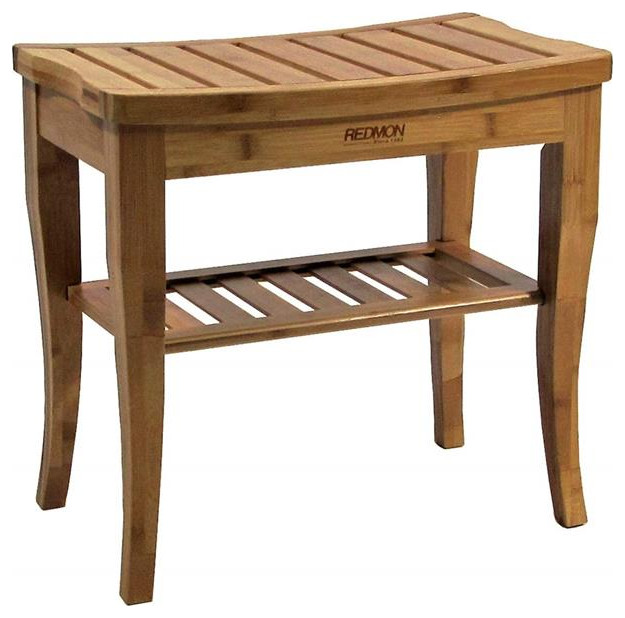 Redmon Bamboo Shower Seat, Bamboo Transitional Shower Benches