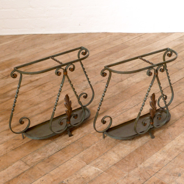 1960's Small Pair Of Wrought Iron Umbrella Stands