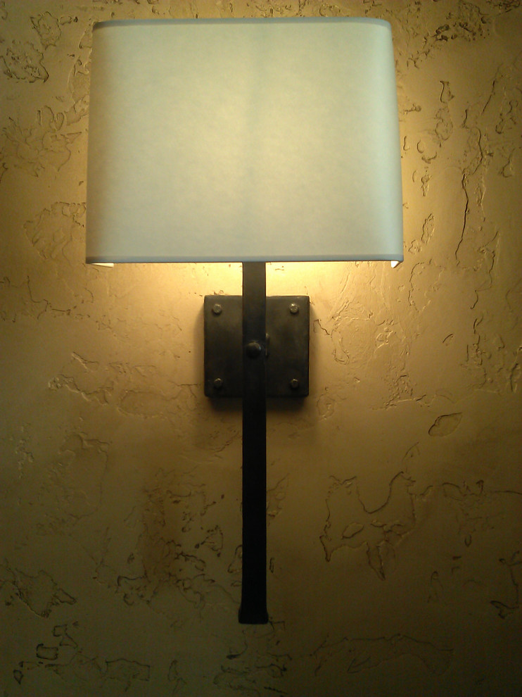 Mid-sized arts and crafts entry hall photo with beige walls