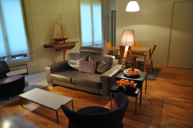 duplex coul&eacute;e verte contemporary-living-room
