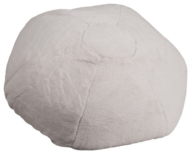 Oversized White Furry Kids Bean Bag Chair Contemporary Bean Bag