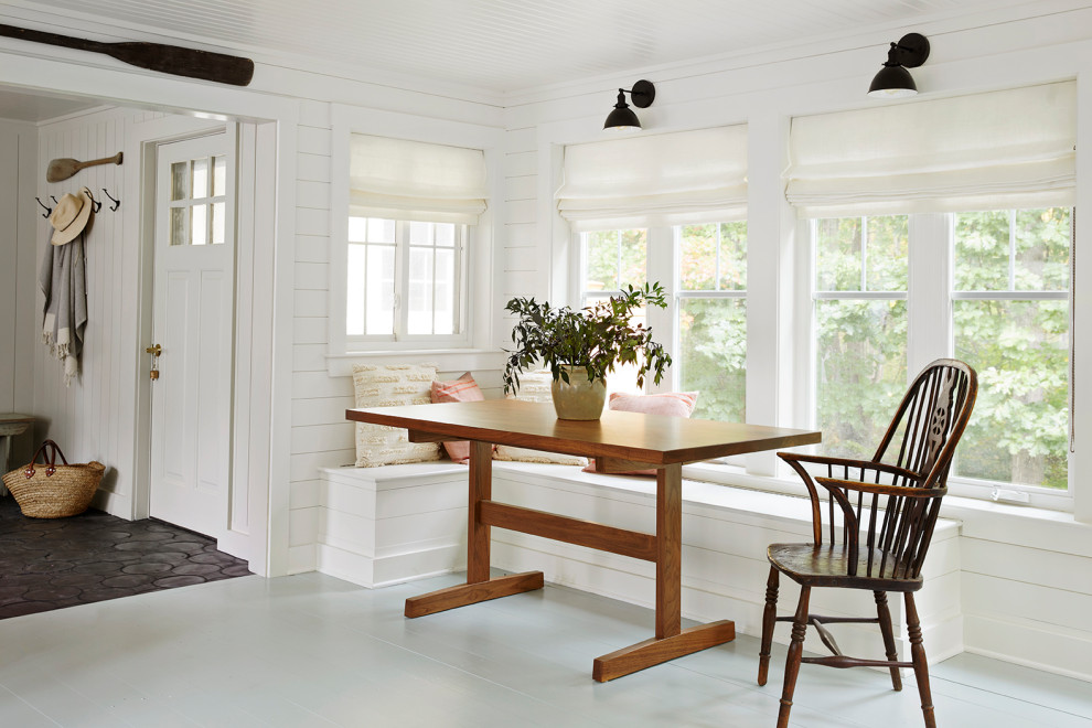 Beach style dining room photo in Portland Maine
