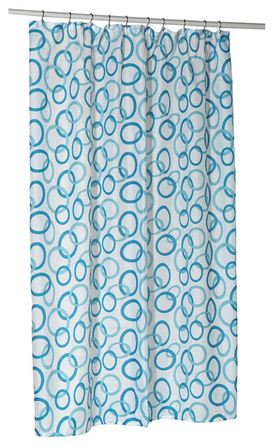 Circles Blue Stall Size 100 Polyester Fabric Shower Curtain 54