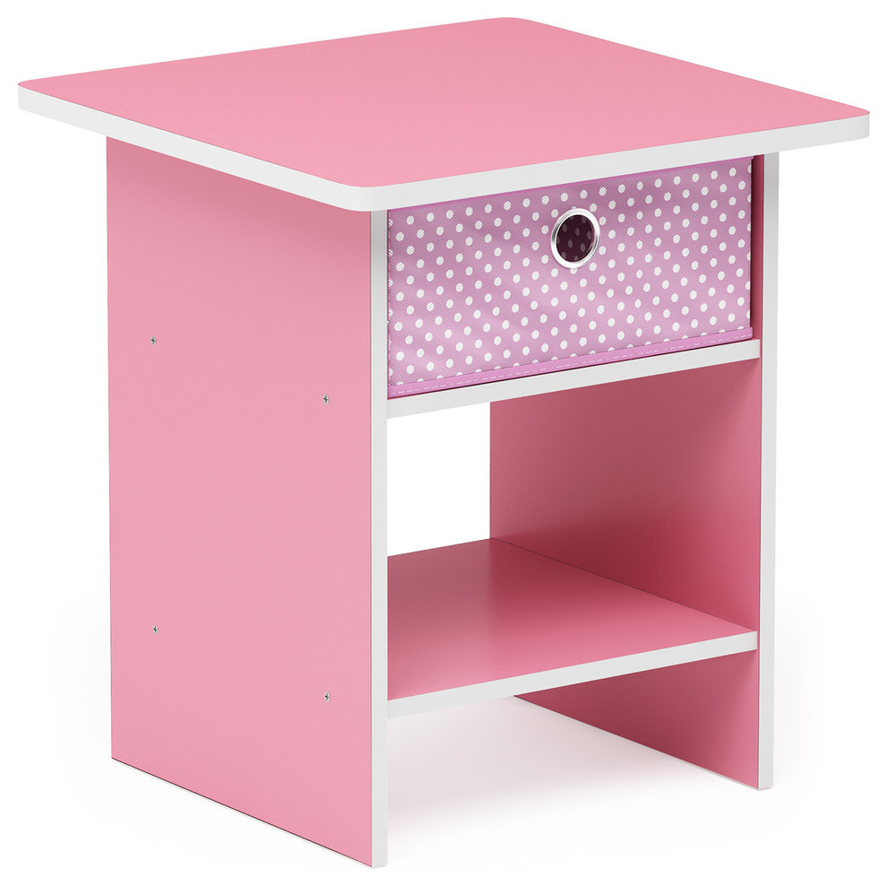 Furinno End Table/Night Stand, Pink and Light Pink
