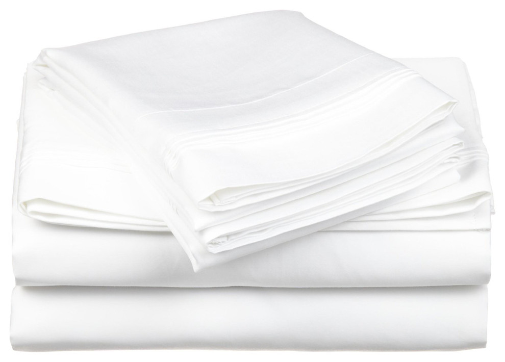 600 Thread Count Cotton Rich Twin White Sheet Set
