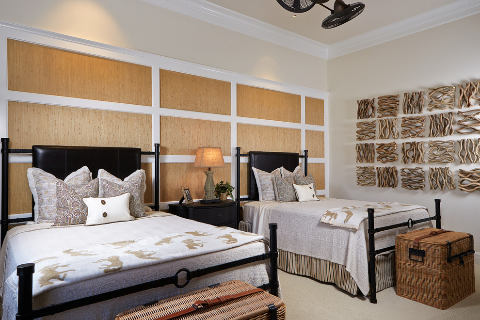 Design ideas for a tropical bedroom in Miami.