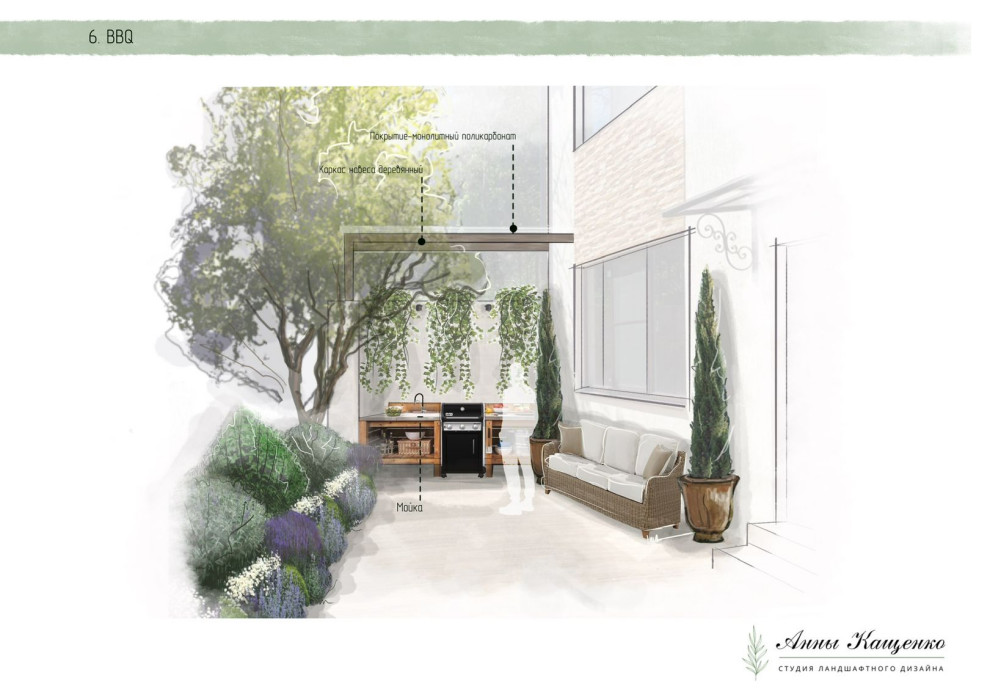 Проект участка с перепадом высот в средиземноморском стиле