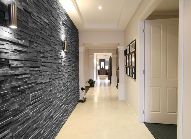 Black Slate Split Face Tiles modern-hall