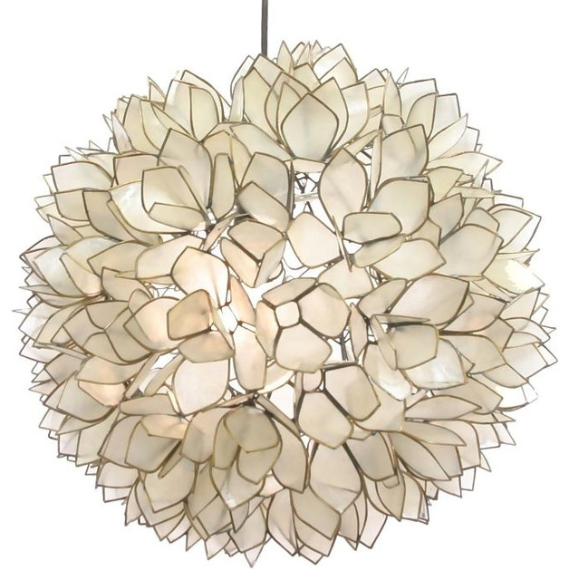 Lotus Flower Capiz Shell Chandelier, Small