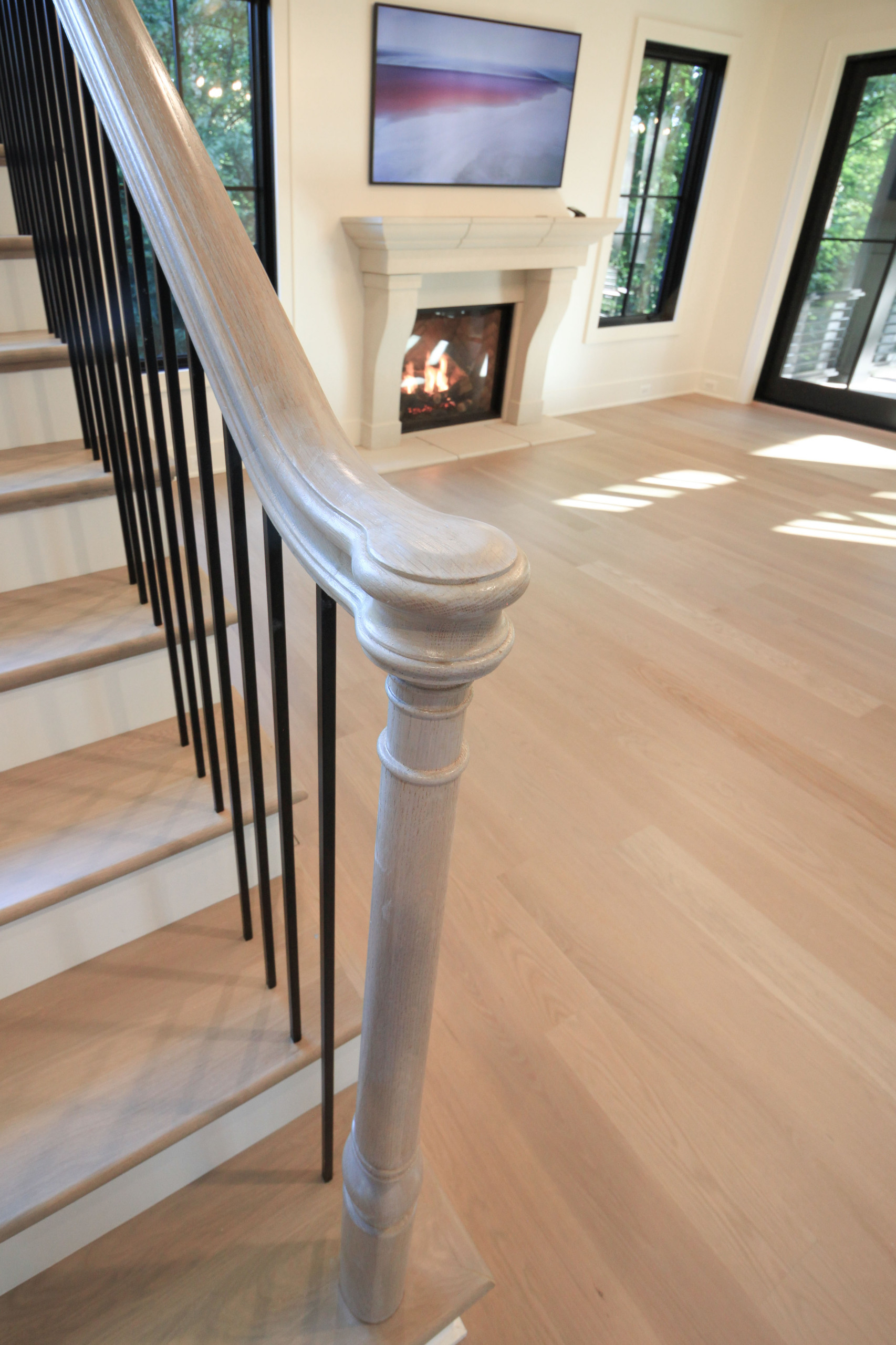 93_Captivating Light Wood Railing System with Black Spindles, Arlington VA 22207
