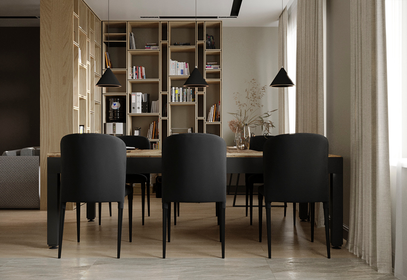 СОВМЕЩЕННАЯ КУХНЯ С БИЛЬЯРДНЫМ СТОЛОМ