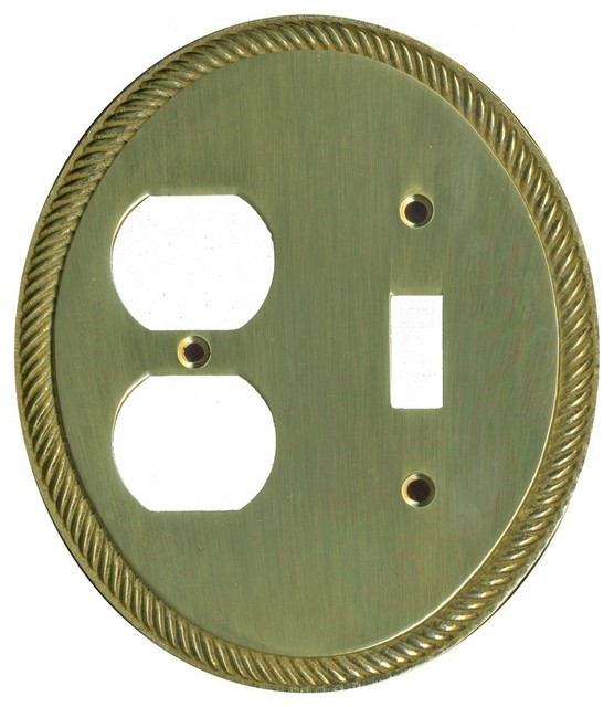 Solid Brass Toggle/Outlet Switchplate Oval Braided Transitional