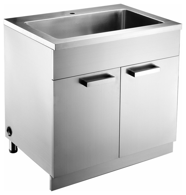 Dawn Stainless Steel Sink Base Cabinet Built In Garbage Can And Cutting Board