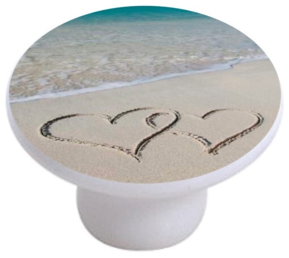 Beach Hearts Ceramic Cabinet Drawer Knob