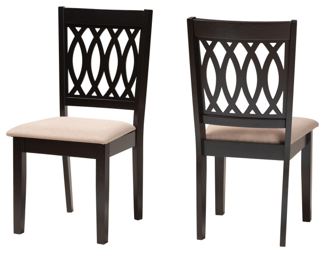 Denia Dining Collection, Beige/Espresso Brown, Dining Chair, Set of 2