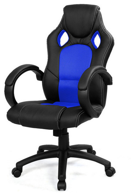 Desk Office Chair Race Car Style Bucket Seat - Blue - Contemporary ...