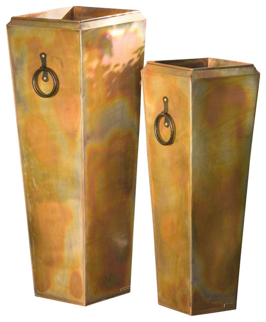 Santa Fe Planters Set of Two Contemporary Outdoor Pots And