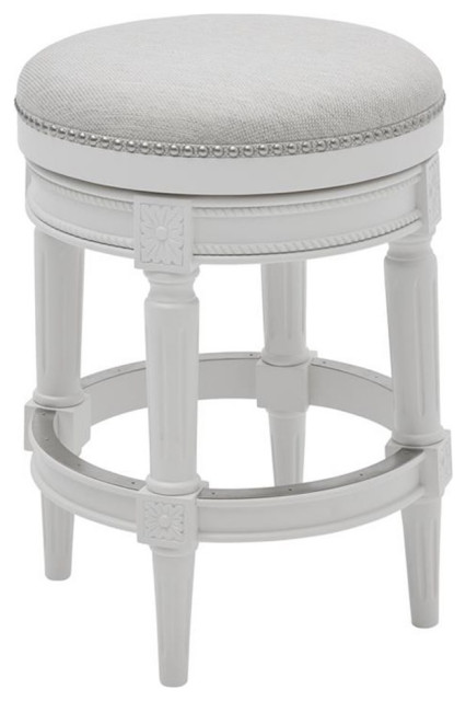 Pemberly Row 25" Backless Wood Counter Height Stool in White