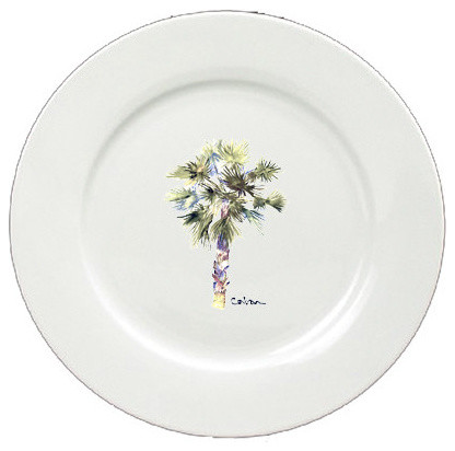 Caroline S Treasures Palm Tree Ceramic Plate Round 11 Solid Palm Tree Ceramic Plate Round 11 Solid White 8481 Dpw Contemporary Dinner