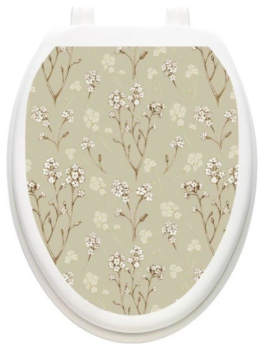 Delicate Flowers Toilet Tattoos, Toilet Lid Decal, Toilet Seat Cover