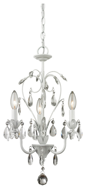 Princess Chandeliers 3-Light Chandelier Mini Crystal, Matte White