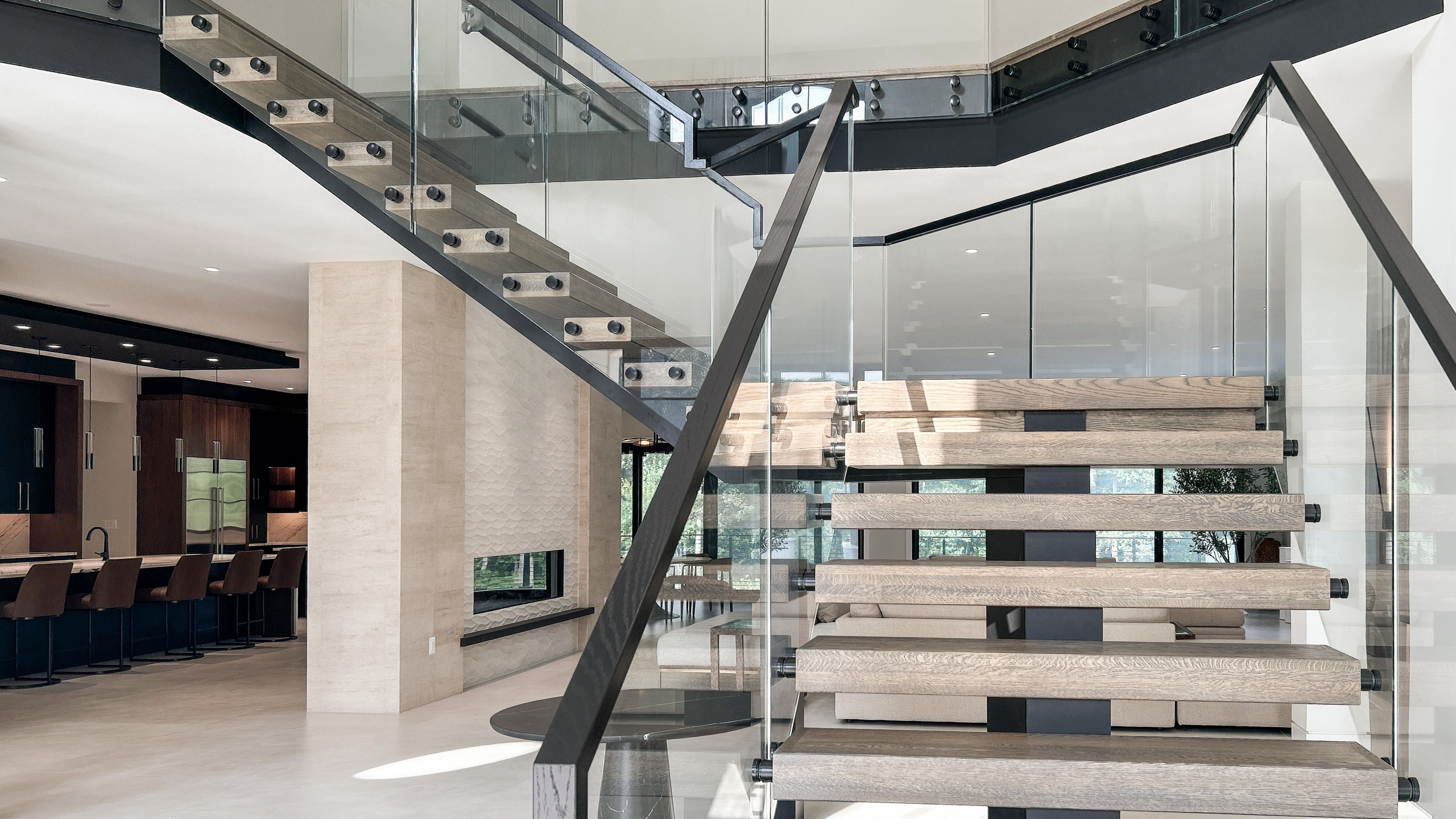 Project #159 | Modern Foyer Stair with Stand-off Glass Railing