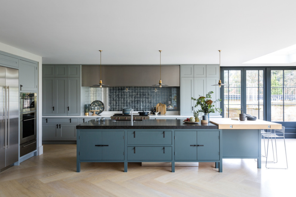 Design ideas for a large scandinavian kitchen in London.