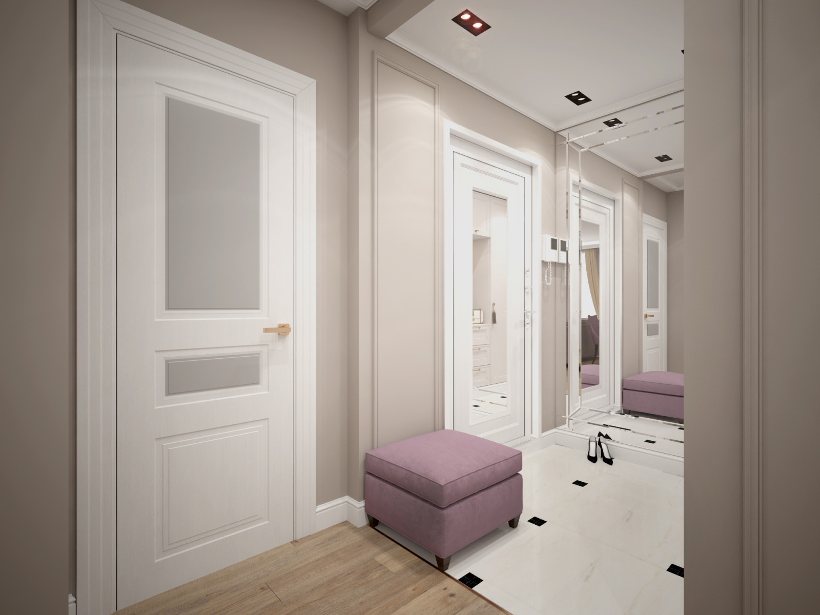 3к квартира Шикарная в современном классическом стиле. Прихожая и коридор