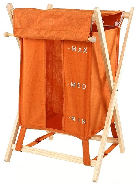 Freestanding Laundry Basket, Orange
