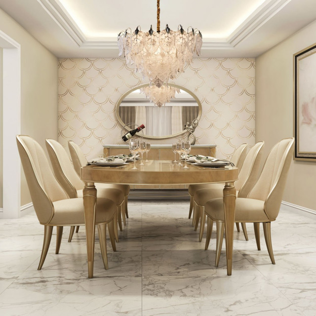 Aico Amini Villa Cherie Oval Dining Table in Caramel - Traditional ...