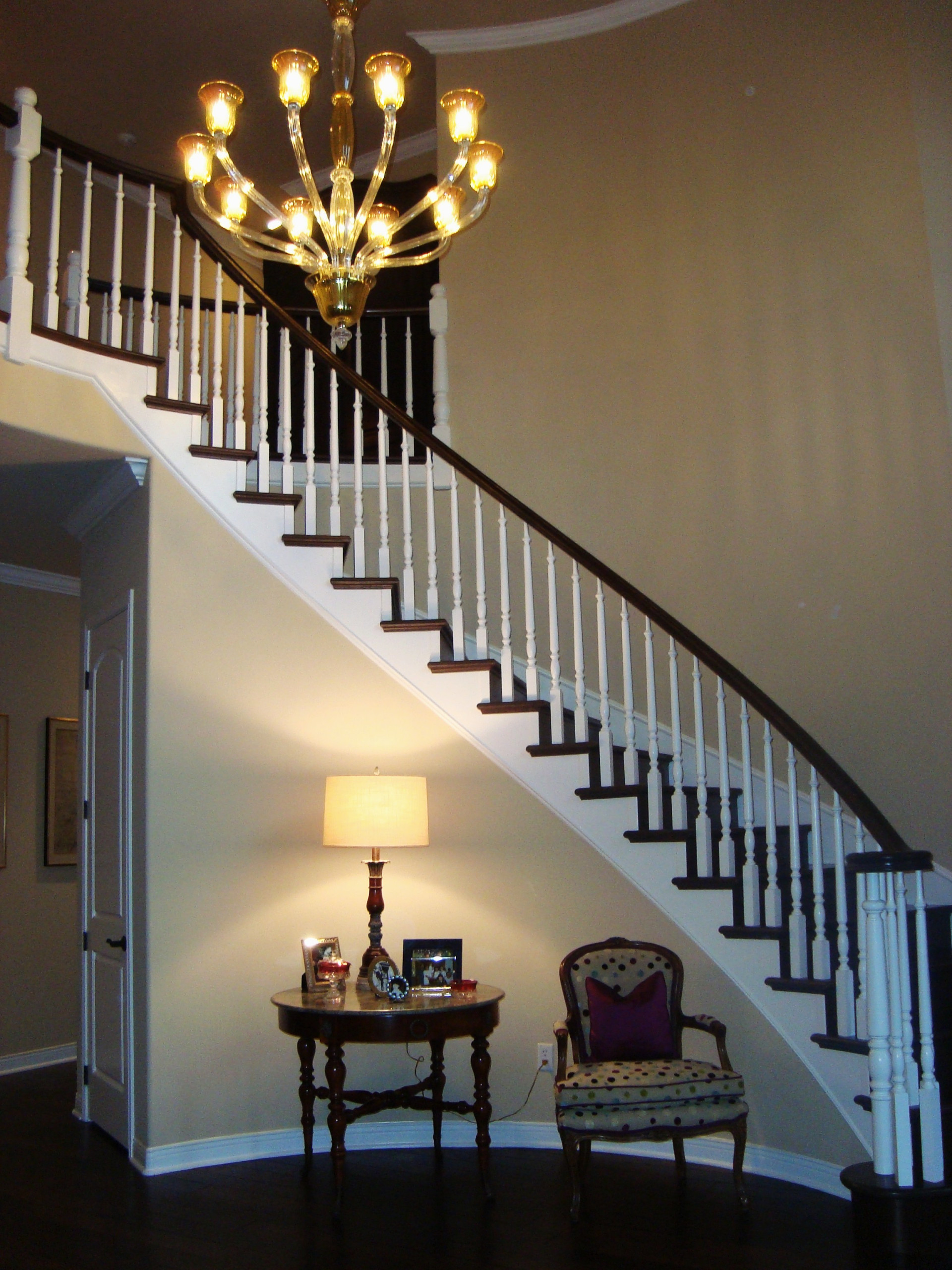 The NEW Nolan Entry Staircase with Venetian Glass Chandelier