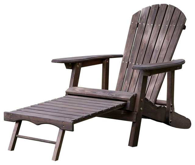 Dark Brown Wood Adirondack Chair With Built Retractable Ottoman Dark Brown Wood Adirondack Chair With Built Retractable Ottoman