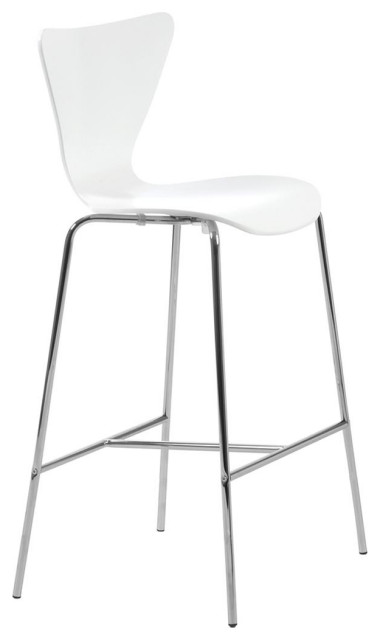 Tendy Bar Stool White With Chrome Legs Set Of 2 Modern Tendy Bar Stool White With Chrome Legs