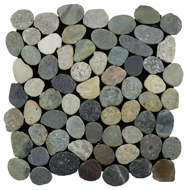 12"x12" Sliced Interlocking Pebble Tile Traditional Mosaic Tile by pebbletile