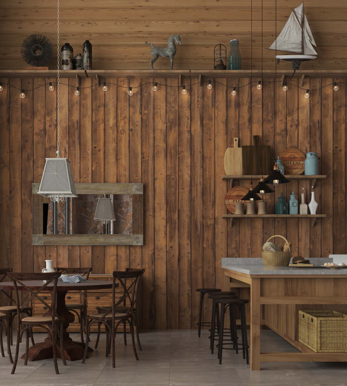 дизайн-проект интерьера деревянного загородного дома