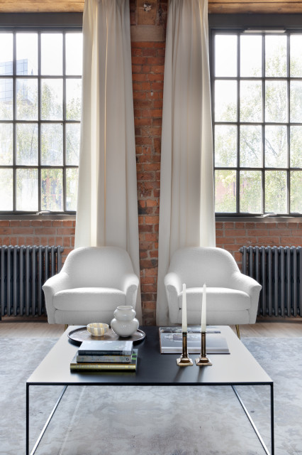 Worldly Loft industriell-vardagsrum