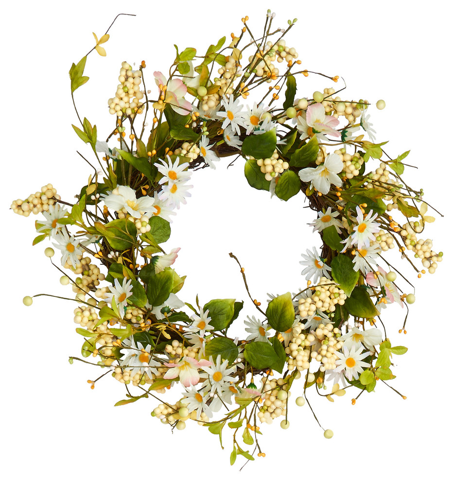 20" Daisy Wreath With Pips and Leaves
