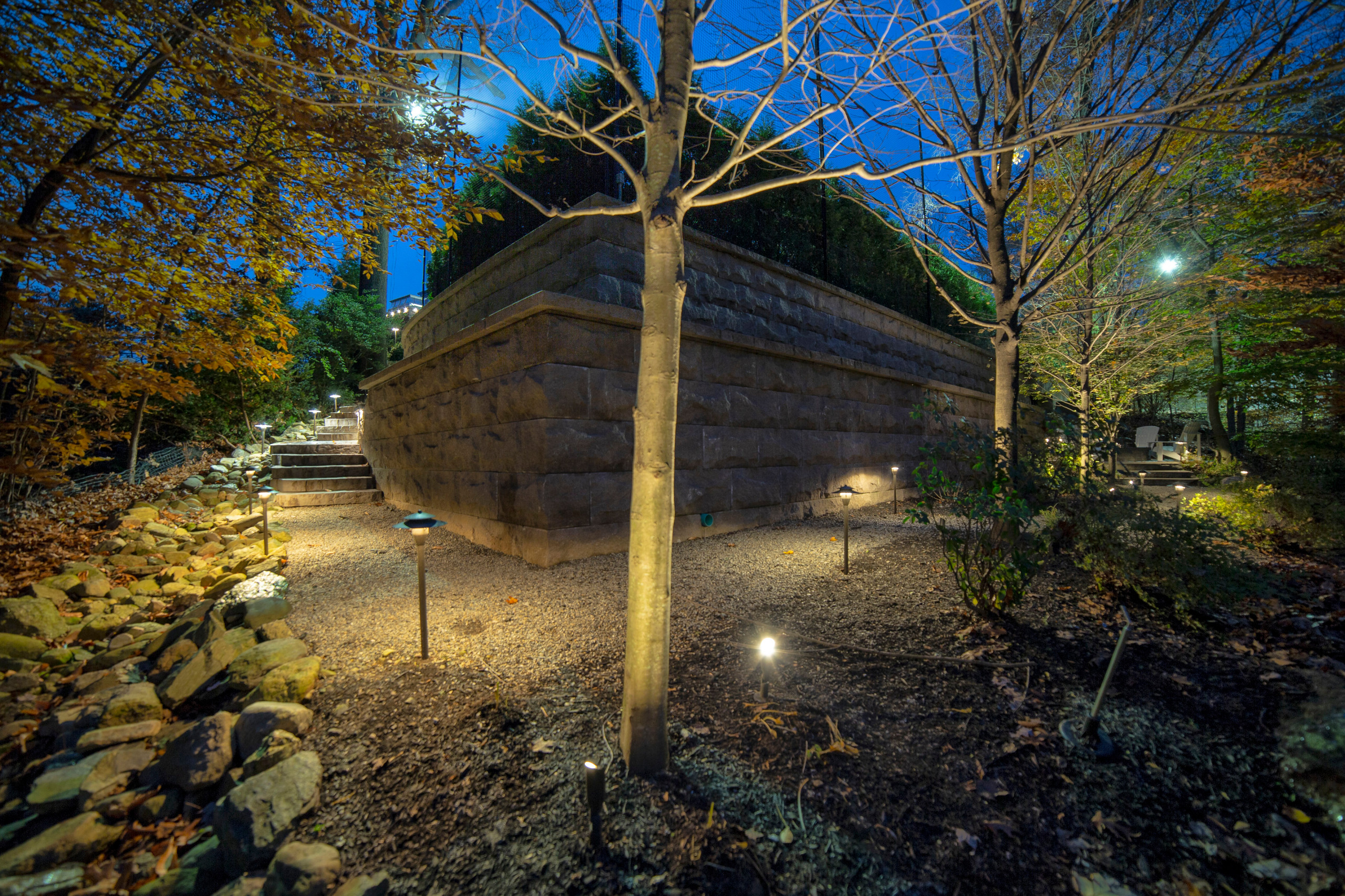 Backyard patio and lighting