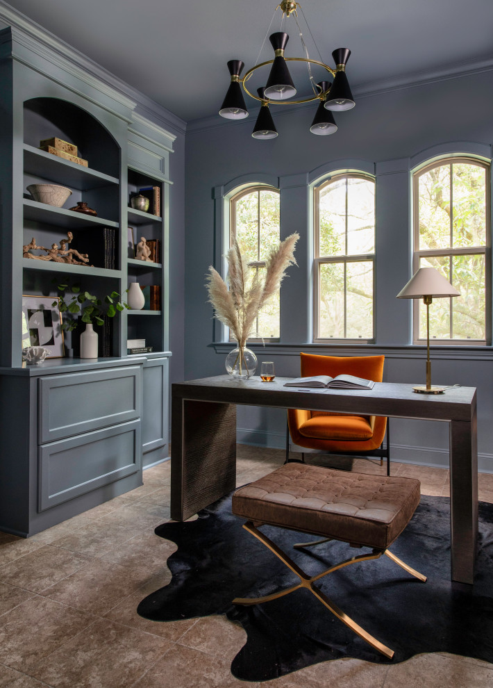 Inspiration for a transitional home office in Houston.