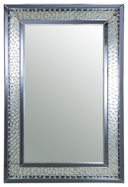 Rectangular Wall Accent Mirror With Crystal Insert Frame Silver - Rectangular Wall Mirror Silver Frame Rectangular Wall Accent Mirror With Crystal Insert Frame Silver - Rectangular Wall Mirror Silver Frame