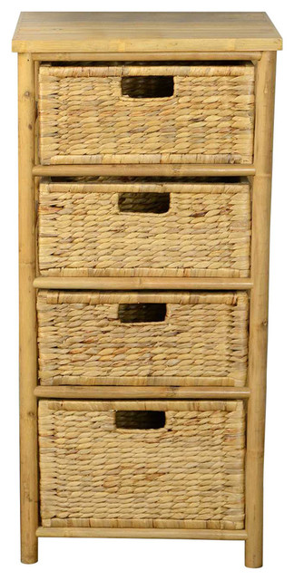 38 Bamboo Open Sided Storage Cabinet With 4 Baskets Tropical