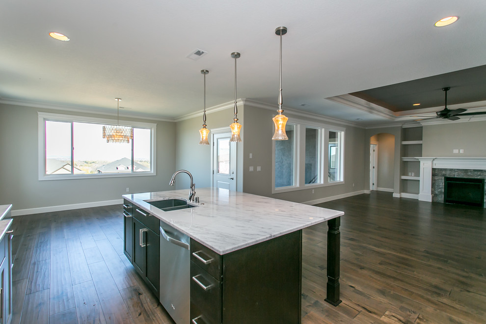 Example of a transitional kitchen design in Seattle
