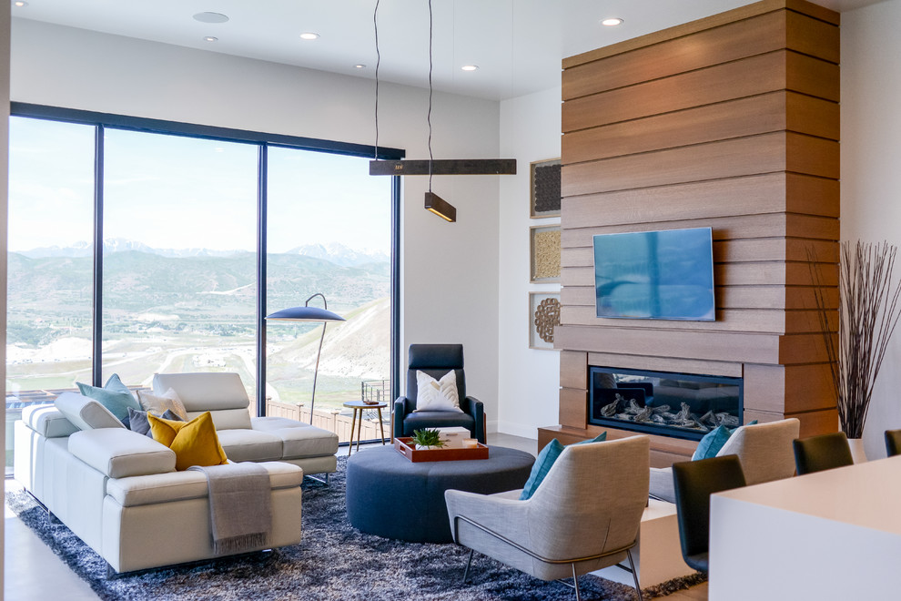 Design ideas for a contemporary family room in Salt Lake City.